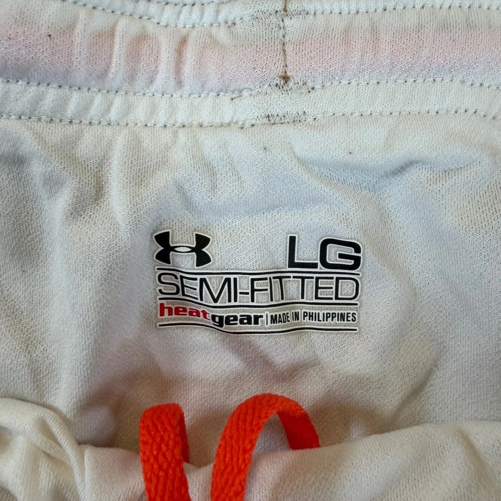 Under‎ Armour HeatGear Geometric Triangle Print Running Shorts Orange Tan Large